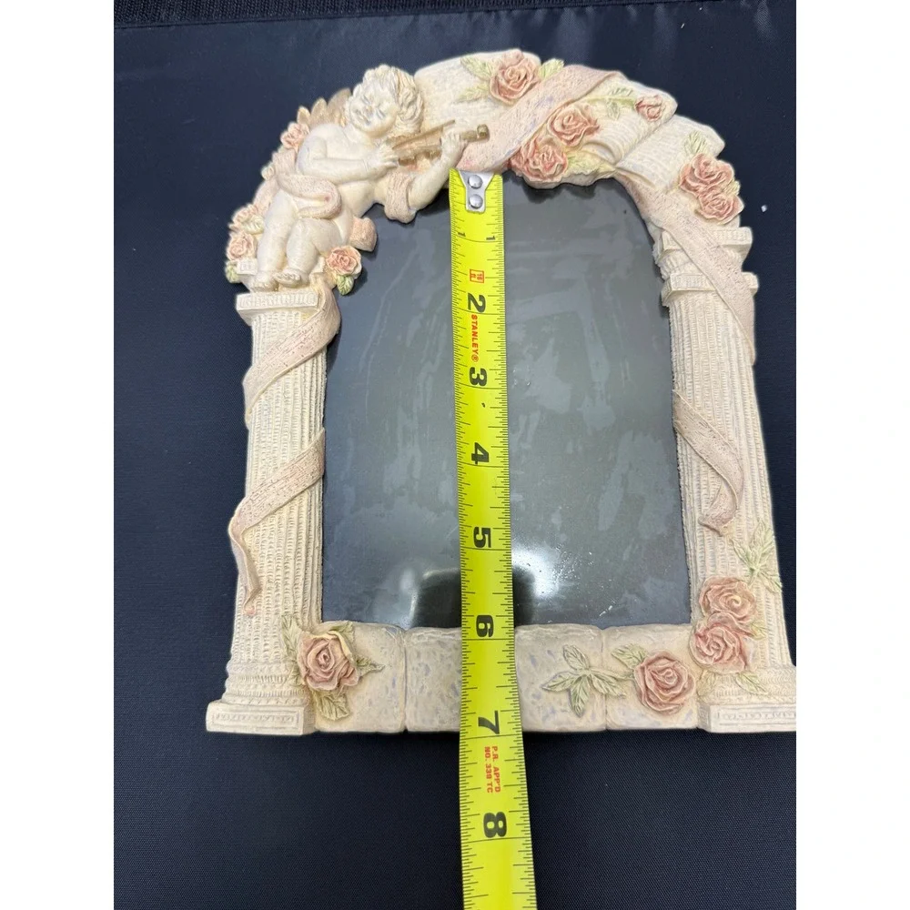 Hand‎ Painted Cherub Picture Frame Angel Violin renaissance decor holds 6 x 4.5